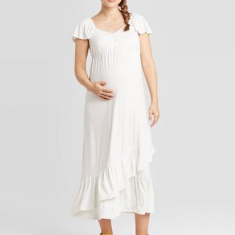 NWT Isabel Maternity Short Sleeve Knit Maxi Maternity Dress Sz L